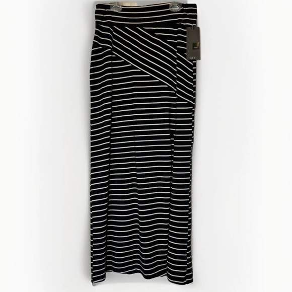 Mossimo Supply Co. Dresses & Skirts - NEW NWT Mossimo Women’s Black Breton Striped Maxi Skirt Side Slit Sz S Nautical